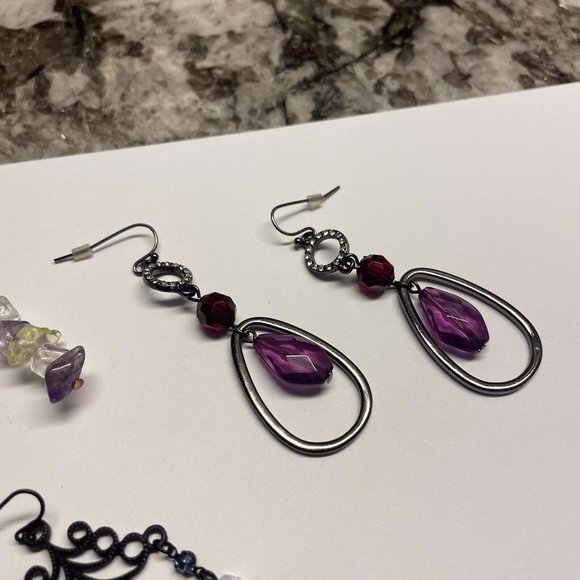 Lot Of 4 Costume Pierced Earrings Dangle - Some Bead - Picture 9 of 12